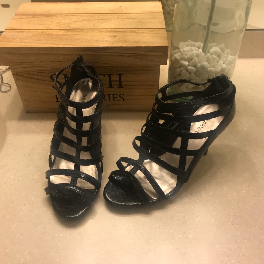 3 for $20 Black caged heels 9.5